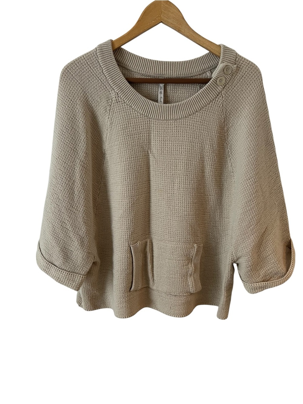 Leo & Nicole Large Tan Waffle Knit lagenlook Crop sweater Sz: 1x